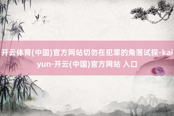 开云体育(中国)官方网站切勿在犯罪的角落试探-kaiyun·