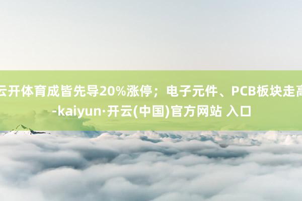 云开体育成皆先导20%涨停；电子元件、PCB板块走高-kai