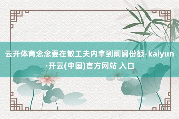   云开体育念念要在散工夫内拿到阛阓份额-kaiyun·开云(中国)官方网站 入口