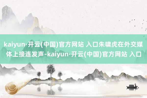 kaiyun·开云(中国)官方网站 入口朱啸虎在外交媒体上接