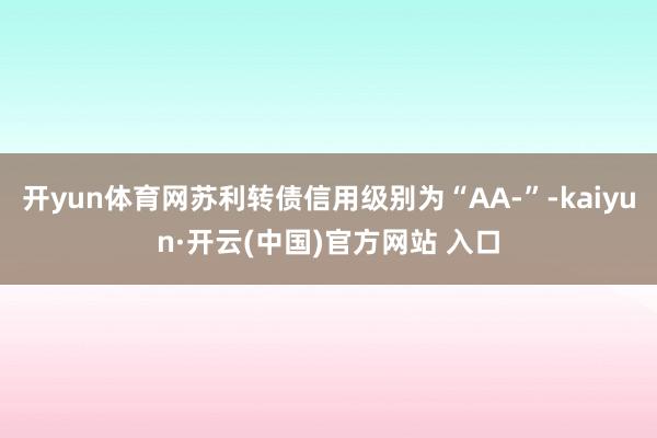 开yun体育网苏利转债信用级别为“AA-”-kaiyun·开